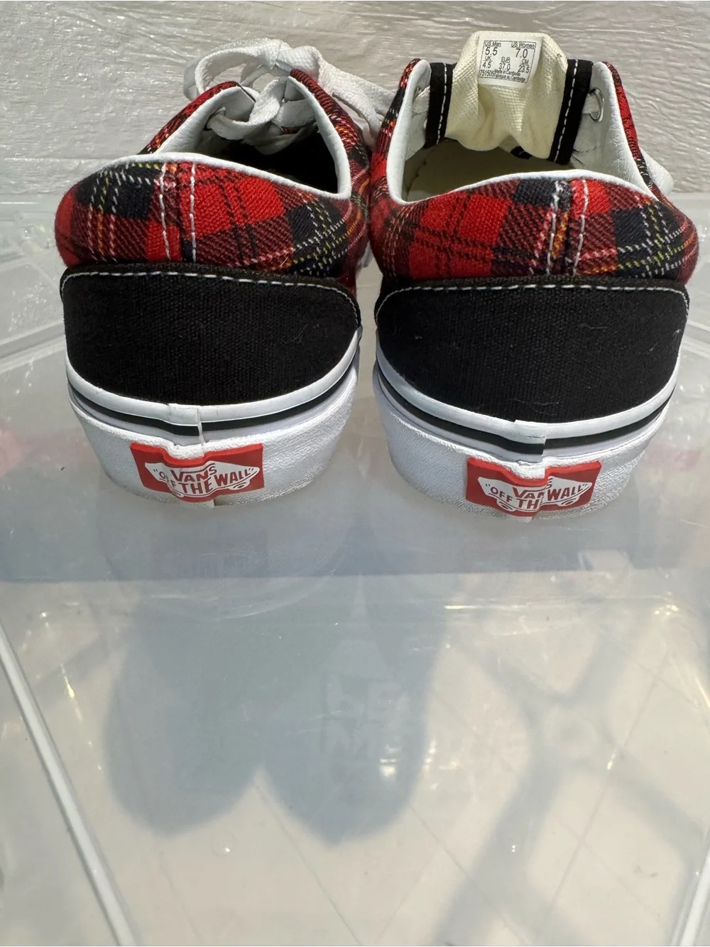Vans Era Black Red Plaid Tartan Canvas Sneakers Women’s Size 7 Men’s 5.5 EU 37